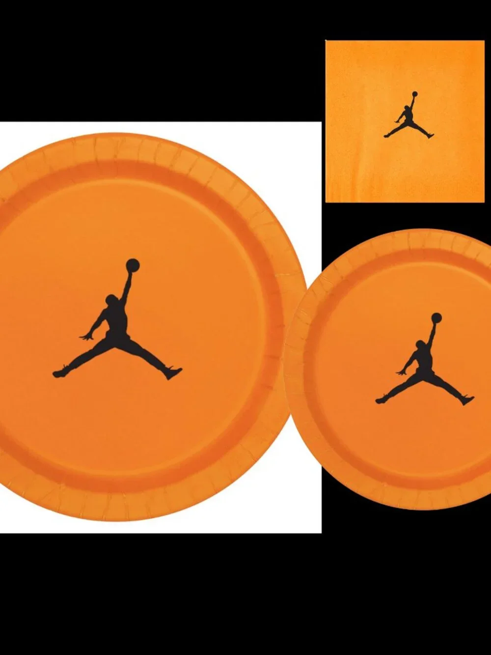 Custom shoe Paper Party Plates Set, Orange, 60 Count, Basketball Theme, Jumpman